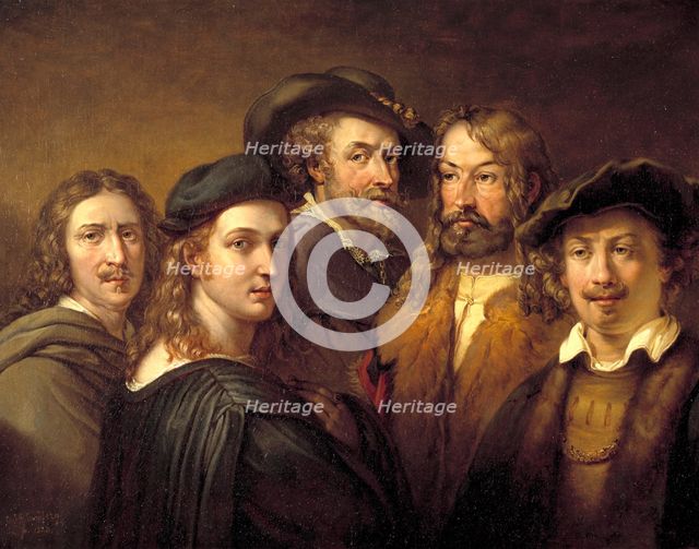 Five artists, early-mid 19th century. Creator: Johan Gustaf Sandberg.