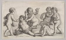Five boys and a satyr, 1625-77. Creator: Wenceslaus Hollar