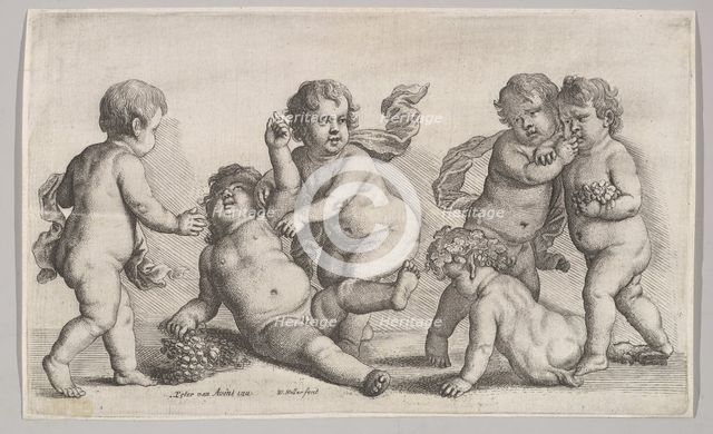 Five boys and a satyr, 1625-77. Creator: Wenceslaus Hollar.