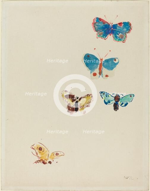 Five Butterflies, c. 1912. Creator: Odilon Redon.