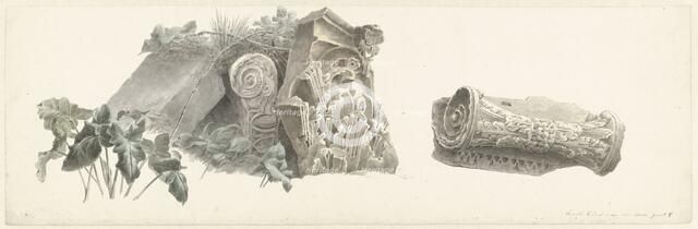 Five Capitals in the Villa Mattei in Rome, c.1809-c.1812. Creator: Josephus Augustus Knip.