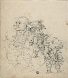 Five Caricatures of Men (recto), n.d. Creator: Unknown