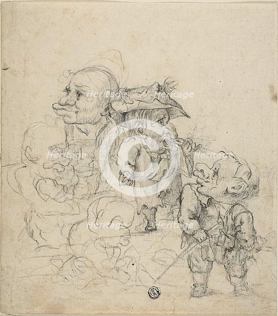 Five Caricatures of Men (recto), n.d. Creator: Unknown.