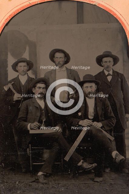 [Five Carpenters], 1870-80s. Creator: Unknown.