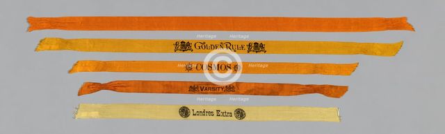 Five Cigar Ribbons, United States, 1880s. Creator: Unknown.