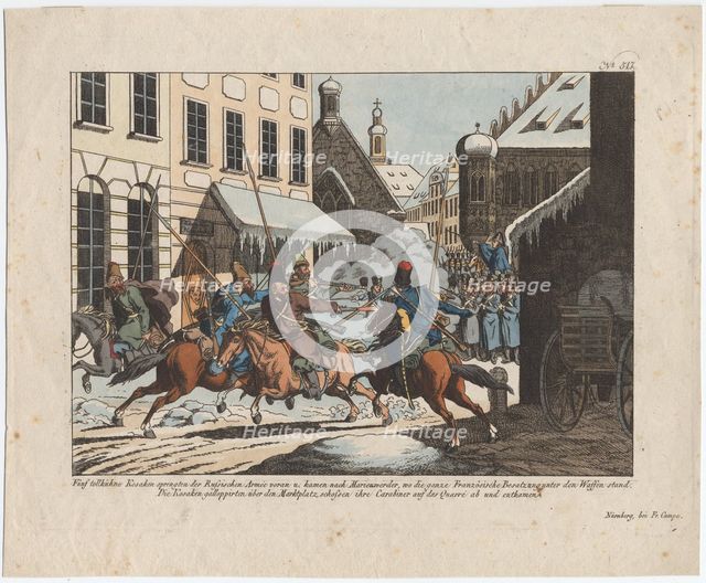 Five Cossacks entered Marienwerder. Artist: Campe, August Friedrich Andreas (1777-1846)