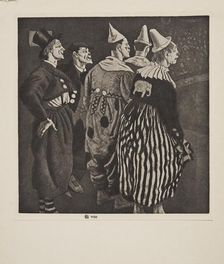 Five Clowns, pub. 1926. Creator: Laura Knight (1877 - 1970)