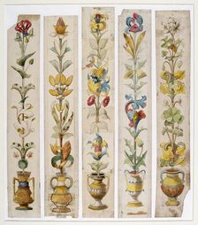 Five designs for an inlay, Cardiff castle 1884. Artist: Thomas John