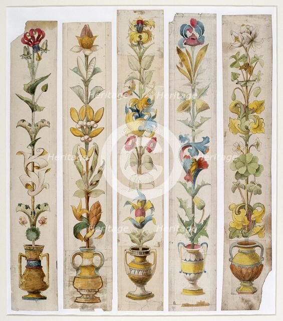 'Five designs for an inlay, Cardiff castle', 1884. Artist: Thomas John