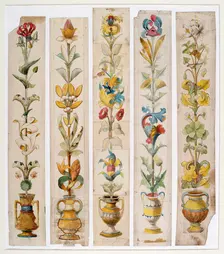 Five designs for an inlay, Cardiff castle 1884. Creator: Thomas John