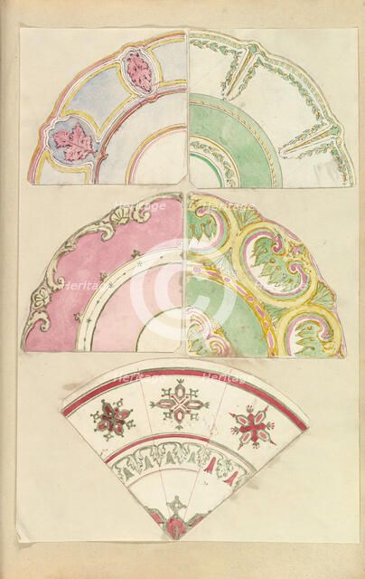 Five Designs for Decorated Plates, 1845-55. Creator: Alfred Crowquill.