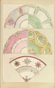 Five Designs for Decorated Plates, 1845-55. Creator: Alfred Crowquill