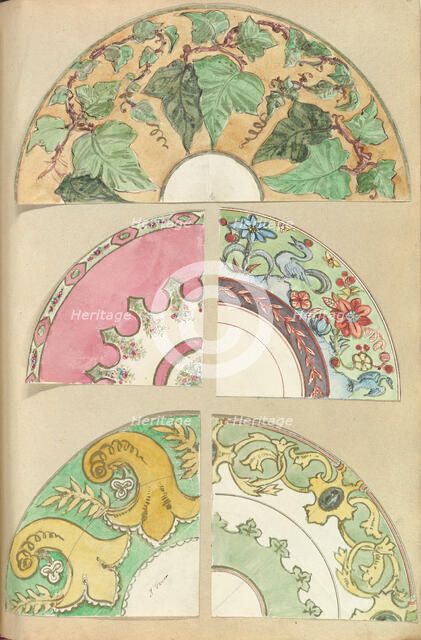 Five Designs for Decorated Plates, 1845-55. Creator: Alfred Crowquill.