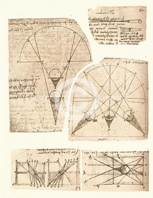Five diagrams illustrating the theory of light and shade, c1472-c1519 (1883). Artist: Leonardo da Vinci.