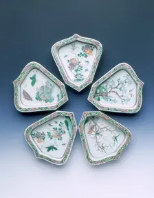 Five dishes of pointed shield shape, Kangxi period, Qing dynasty, China, 1662-1722. Creator: Unknown