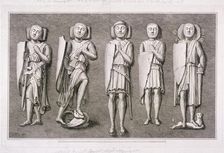 Five effigies of knights from Temple Church, London, 1786. Creator: James Basire I