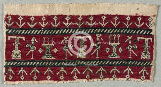 Five Embroidered Fragments, 18th-19th century. Creator: Unknown.