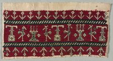 Five Embroidered Fragments, 18th-19th century. Creator: Unknown