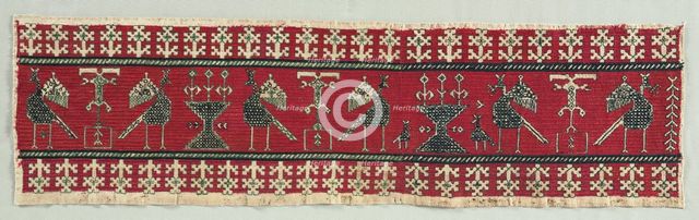 Five Embroidered Fragments, 18th-19th century. Creator: Unknown.