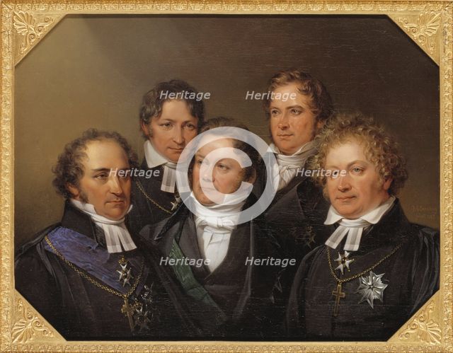Five famous contemporaries, 1843. Creator: Johan Gustaf Sandberg.