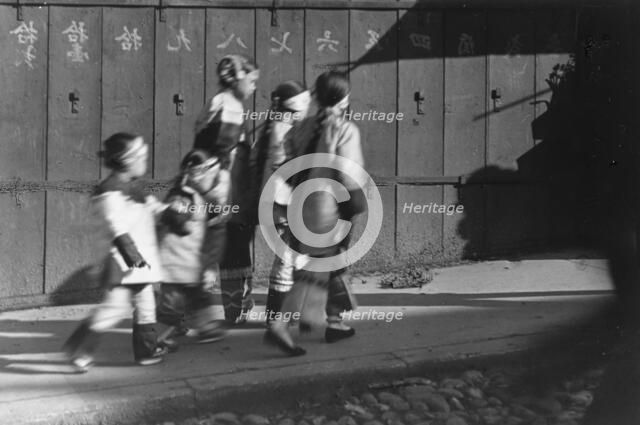 Five girls in holiday finery, Chinatown, San Francisco, between 1896 and 1906. Creator: Arnold Genthe.