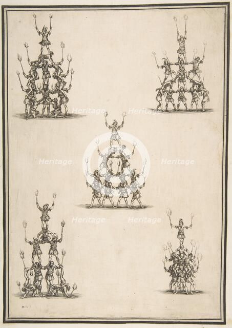 Five Groups of Acrobats, 1652. Creator: Stefano della Bella.