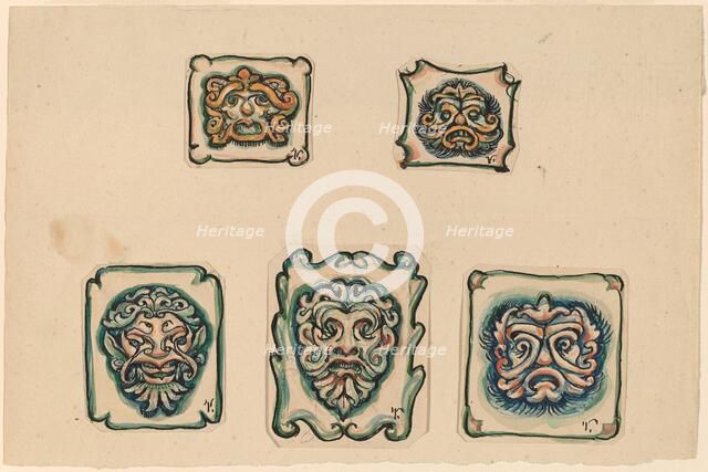 Five Heads, c. 1918. Creator: Elihu Vedder.