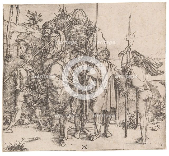 Five lansquenets and an Oriental on horseback, c. 1496. Creator: Dürer, Albrecht (1471-1528).