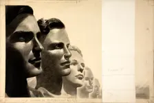 Five male human profiles, between 1939 and 1946. Creators: Central Office of Information, Reginald Mount