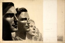 Five male human profiles, between 1939 and 1946. Creators: Central Office of Information, Reginald Mount