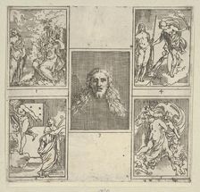 Five numbered scenes, each after a painter in the Accademia Degl'Incamminati, from IL FUNE..., 1603. Creator: Guido Reni