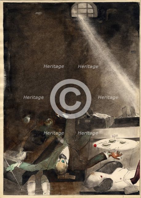 Five O’clock Tea in the Morgue, 1935. Artist: Padegs, Karlis (1911-1940)
