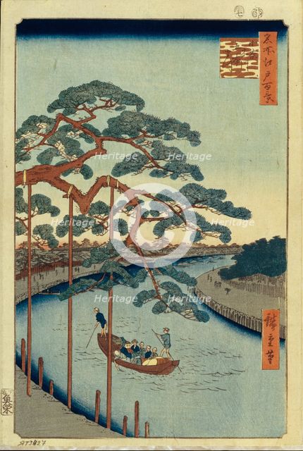 Five Pines and the Onagi Canal (One Hundred Famous Views of Edo), 1856-1858. Artist: Hiroshige, Utagawa (1797-1858)