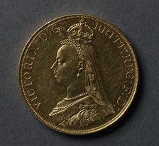 Five Pounds (obverse), 1887. Creator: Joseph Boehm (British, 1834-1890)