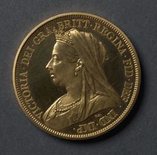 Five Pounds (obverse), 1893. Creator: Thomas Brock (British)