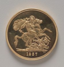 Five Pounds (reverse), 1937. Creator: Benedetto Pistrucci (Italian, 1784-1855)