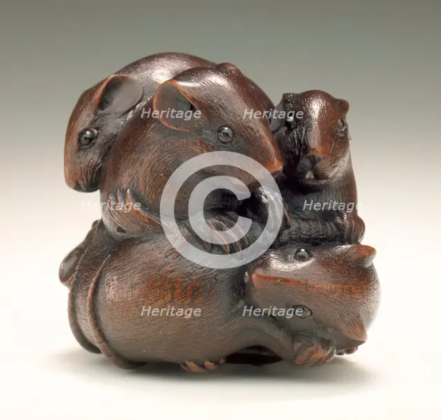Five Rat Group, Mid-late 19th century. Creator: Ikkan.