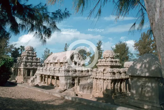 Five Rathas, Mahabalipuram, Tamil Nadu, India.  Creator: Vivienne Sharp.