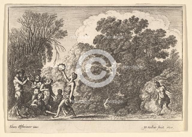 Five satyrs and two nymphs, 1650. Creator: Wenceslaus Hollar.