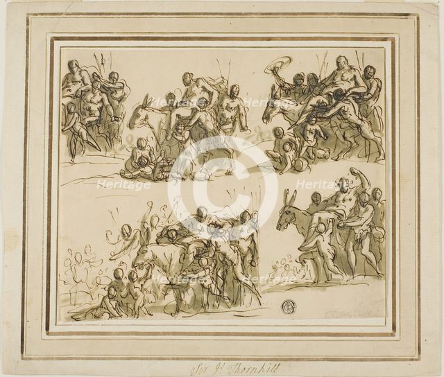 Five Sketches for the Triumph of Silenus, n.d. Creator: Sir James Thornhill.