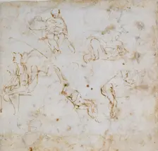 Five small Figure Studies, c1490-1560. Artist: Michelangelo Buonarroti