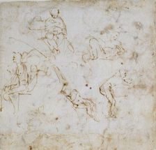 Five small Figure Studies, c1490-1560. Artist: Michelangelo Buonarroti