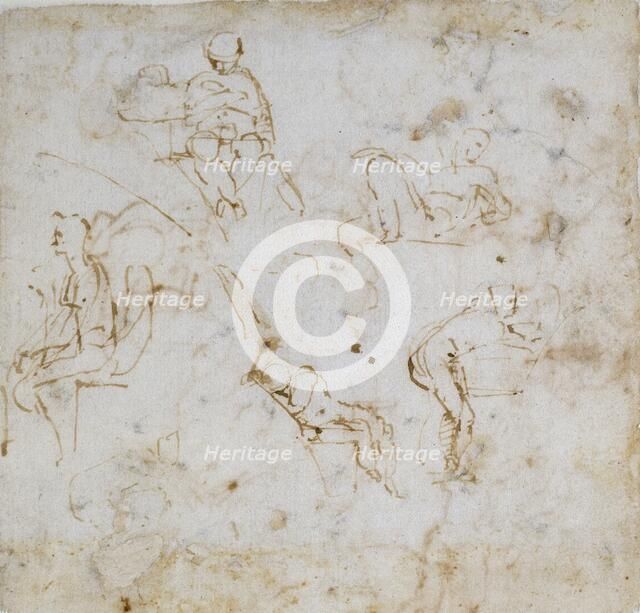 Five small Figure Studies, c1490-1560. Artist: Michelangelo Buonarroti.