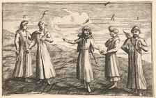Five Standing Muscovites (Aubry de La Mottraye's "Travels throughout Europe, Asia and i..., 1723-24. Creator: William Hogarth