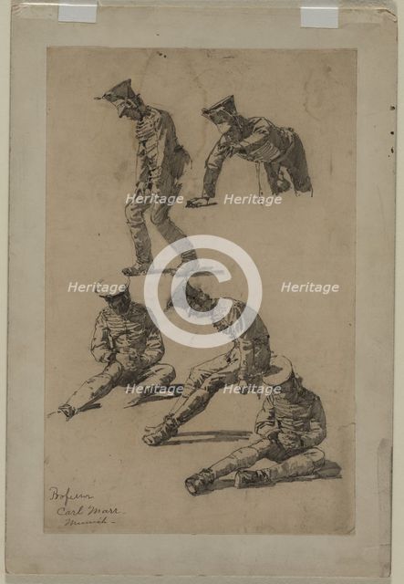 Five Studies of a Soldier, fourth quarter 19th century or first third 20th century. Creator: Carl Marr (American, 1858-1936).
