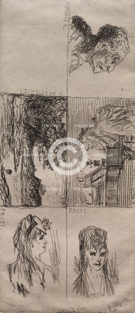 Five Studies. Creator: Honoré Daumier (French, 1808-1879).