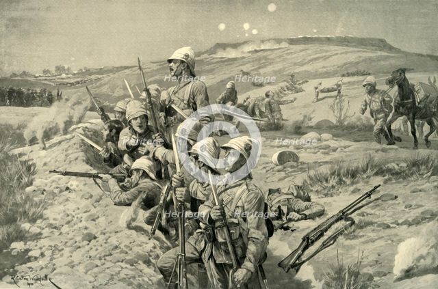 'Fix Bayonets! - Repelling an Attack from the Trenches around Ladysmith', 1900. Creator: Richard Caton Woodville II.