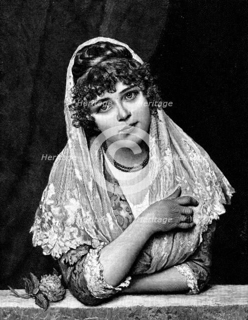 "Fiammetta" - picture by Eugene von Blaas, 1890.  Creator: Unknown.