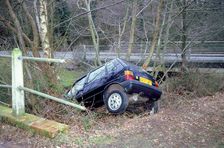Fiat Uno crashed in to ditch
