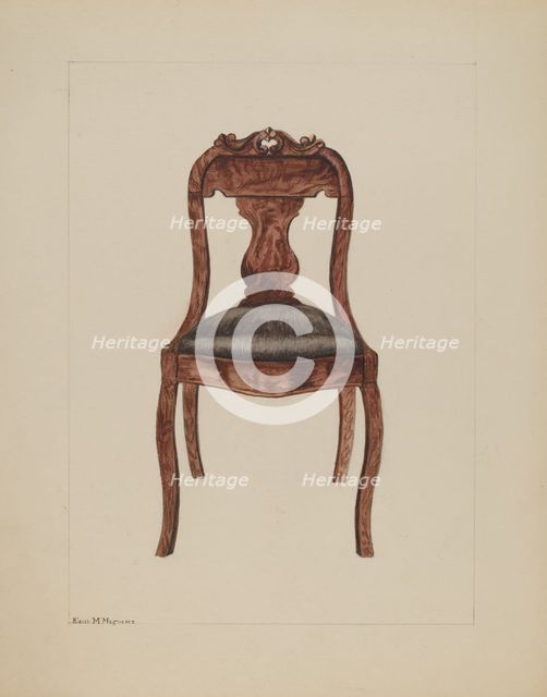 Fiddle-back Chair, c. 1937. Creator: Edith Magnette.